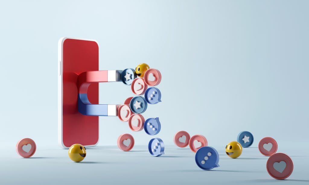 attracting social media icon with magnet smartphone 1
