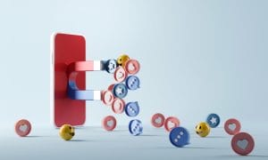 attracting social media icon with magnet smartphone 1