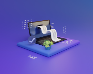 isometric financial invoices come out from 3d rendering laptop 1 1