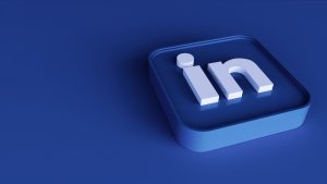 linkedin square button icon 3d with copy space 3d rendering